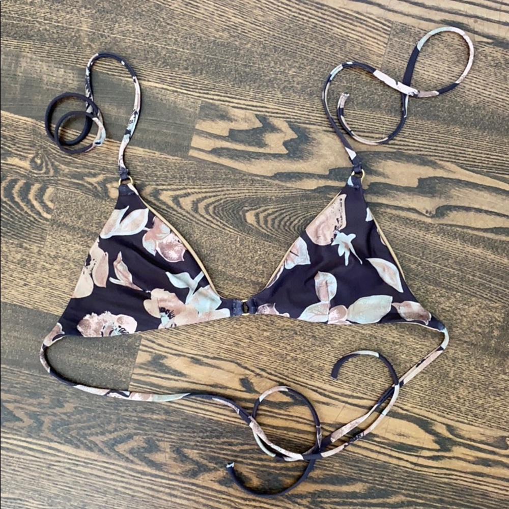 L*Space Black Floral Bikini Top